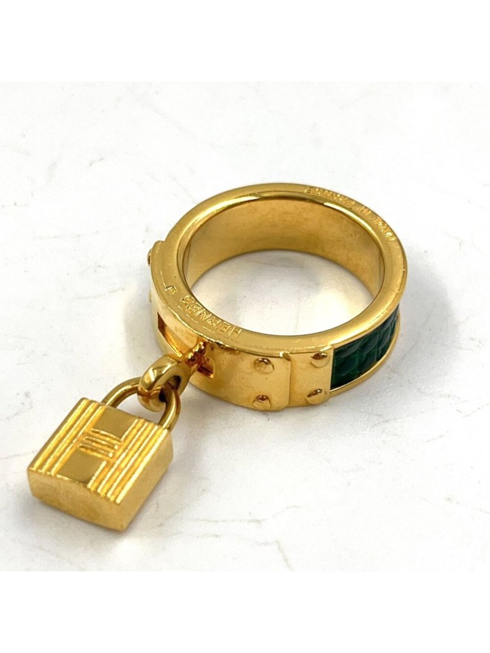 Hermes Kelly Charm Leather Green Gold